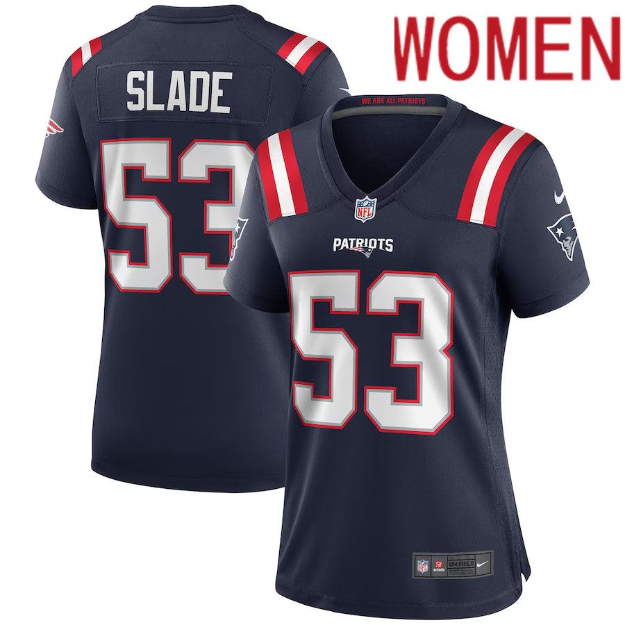 Women New England Patriots #53 Chris Slade Nike Navy Game Retired Player NFL Jersey->women nfl jersey->Women Jersey